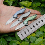 Mini Damascus Pocket Knife Titanium Handle Folding Knife Multi-function Pocket Knife