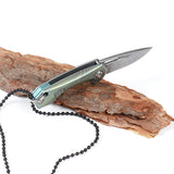 Damascus Pocket Knife Titanium Handle Mini Necklace Keychain Folding Knife