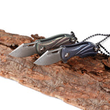 Outdoor pocket knife mini folding knife titanium handle Damascus multifunction knife necklace key knife