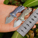 Outdoor pocket knife mini folding knife titanium handle Damascus multifunction knife necklace key knife